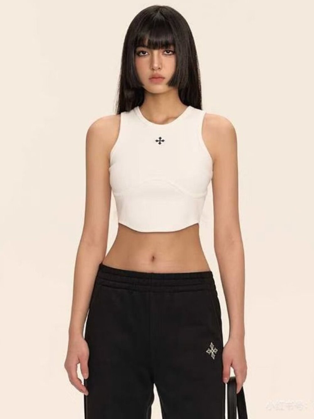 CLIMAXVISION White Cropped Tank Top Size S